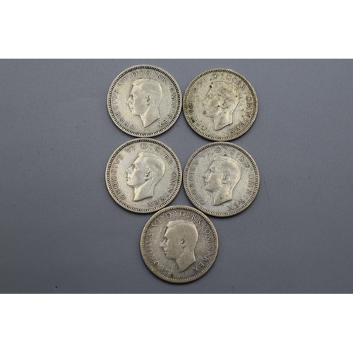 11 - Five George VI Silver Six Pences 1939, 1941 and 1942 (x3)