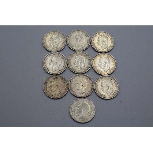 15 - Ten Pre 1947 Silver One Shillings