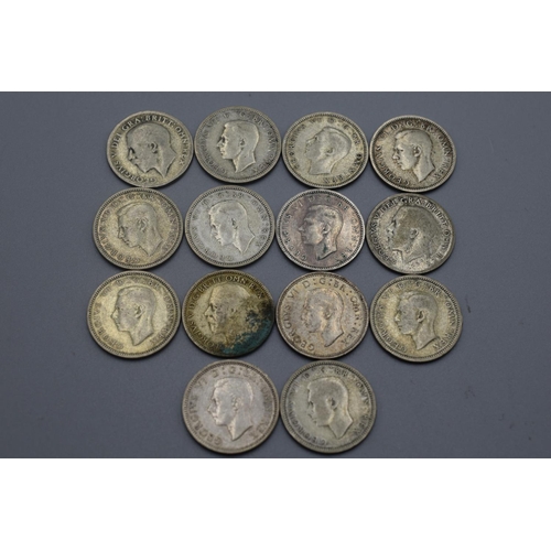 16 - Fourteen Pre 1947 Six Pence Pieces