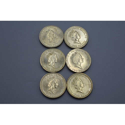 3 - Six £2 Coins dating 1986, 1989, 1995, 1996