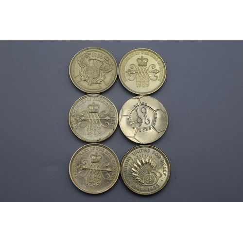 3 - Six £2 Coins dating 1986, 1989, 1995, 1996