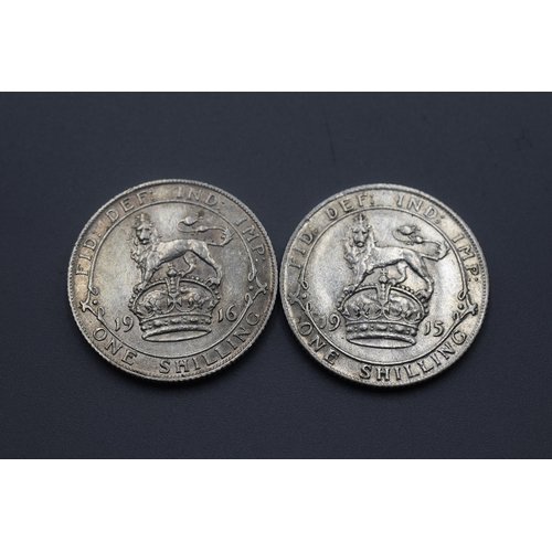48 - Two George Silver One Shillings 1915 and 1916