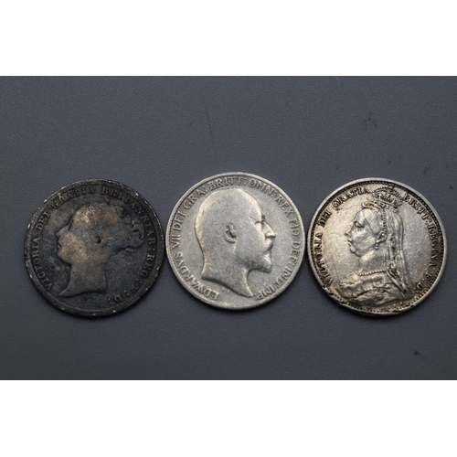 52 - Three Silver Six Pences 1885/1887 and 1909