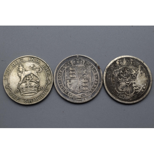 53 - Three Silver One Shillings 1819/1888 and 1920