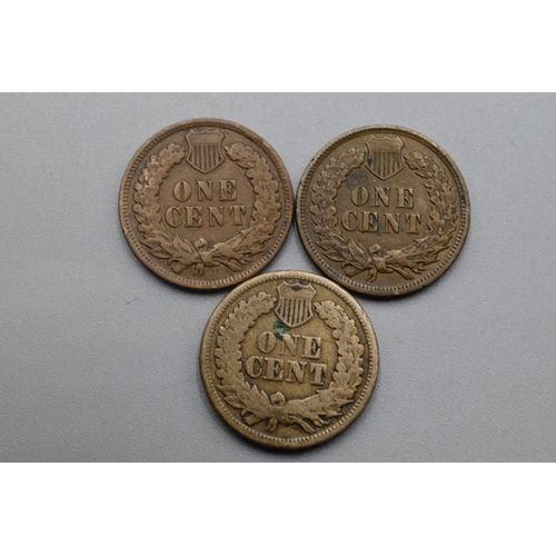 57 - Three USA One Cents 1863/1907 and 1908