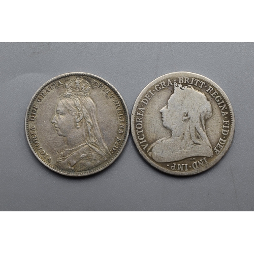 Two Victoria Silver Shillings (1890 & 1900)