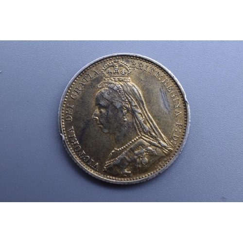 An 1887 Victorian Silver Sixpence