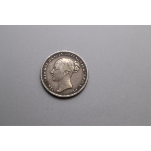 9 - Silver One Shilling - Victoria 1st portrait; 'Young Head' - 1839
