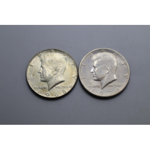10 - USA x2 Silver Kennedy Half Dollars 1968 & 1971