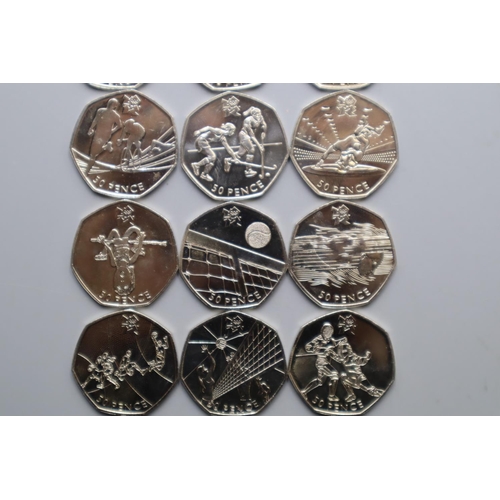 23 - Collection of 18 London Olympic 50 Pence Pieces - 2011