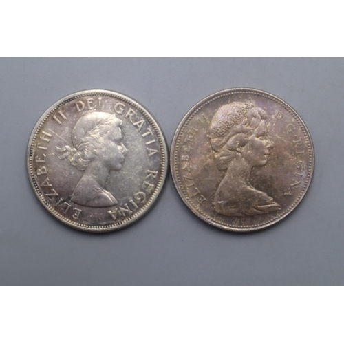 58 - Two Canadian Silver One Dollar Coins (1963 / 1966)