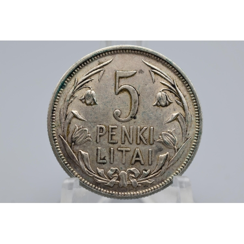 17 - Silver - Lithuania - 5 Litai - 1925