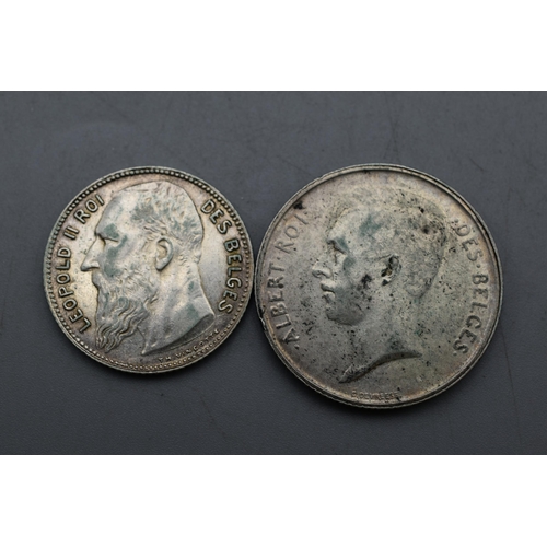20 - Silver - Belgium - 1 Franc (1909) and 2 Francs (1910)