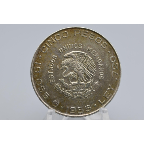 22 - Silver - Mexico - 5 Pesos - 1955