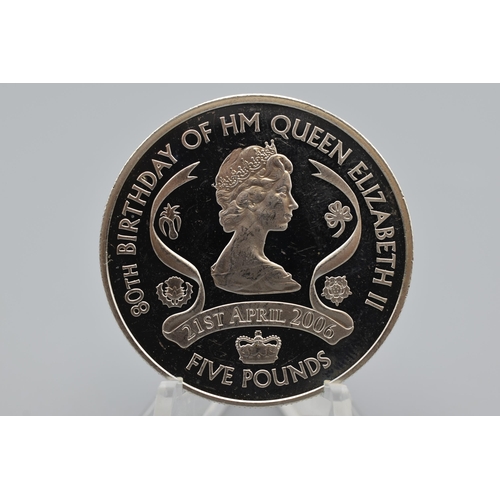 27 - Elizabeth II Jersey 2006 Silver 80th Birthday £5 Coin