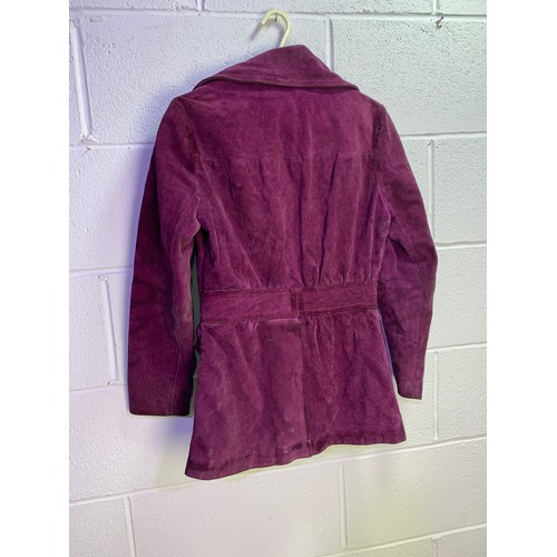 55 - Vintage Morel of London Suede Coat in Magenta a/f no size, but likely small