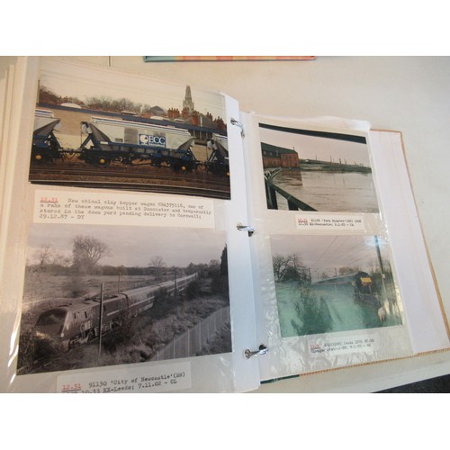 47 - Four albums of postcard size photos of modern trains and stations, also includes tickets and timetab... 