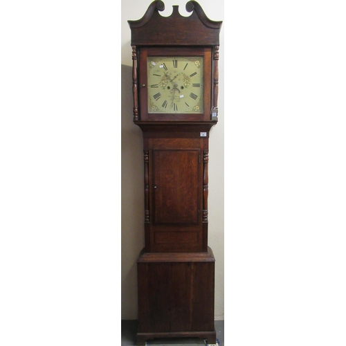 46 - Early 19th Century Welsh North Wales oak 8 day cottage longcase clock, the face marked Owen, Owen Am... 