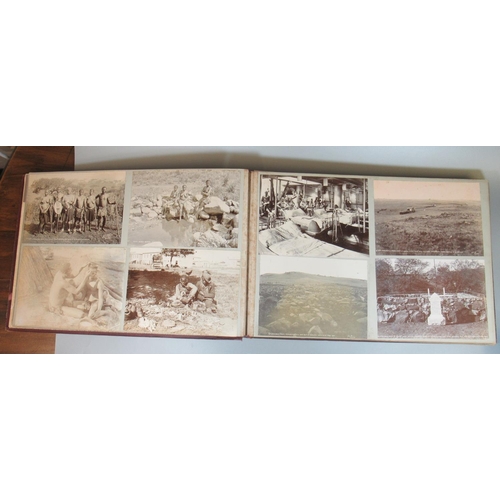 Art nouveau postcard album marked South Africa with various postcards, Boer War camps, African images, portraits, figures, etc. Late 19th/early 20th century.
(B.P. 21% + VAT)