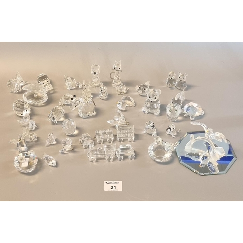 21 - Large collection of Swarovski crystal mainly animals to include; bear, cat, dog, elephant, birds, ow... 