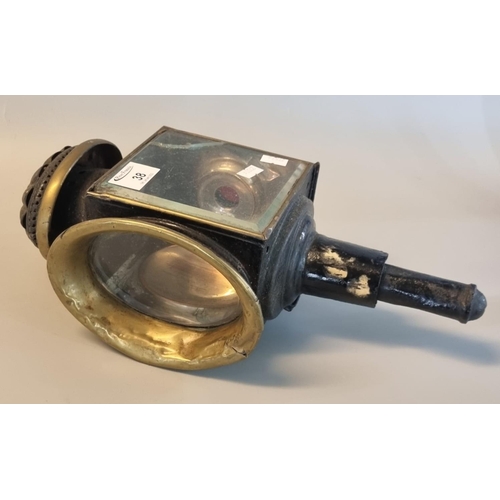 38 - 19th Century brass and enamel carriage lamp. 
(B.P. 21% + VAT)