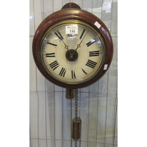 Late 19th century stained beech postman's alarm wall clock w... Barnebys