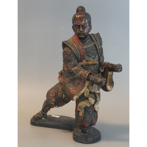 46 - Modern Chinese polychrome and gilt metal figure, probably depicting Guandi, the God of War. Probably... 