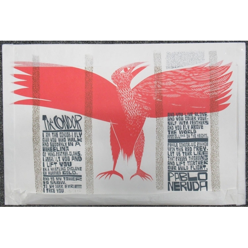 Paul Peter Piech, 'The Condor' coloured reproduction print with poem by Pablo Neruda, printed in Germany 40x60 cm approx, unframed.  (B.P. 21% + VAT)