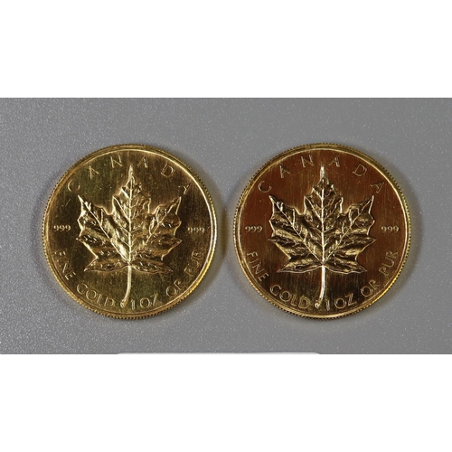 261 - Two Canadian 50 Dollars gold coins, both dated 1979, with Maple leaf decoration and Elizabeth II hea... 