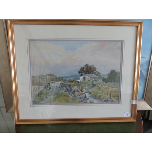 15 - Framed Watercolour - Rural Scene - Meadows