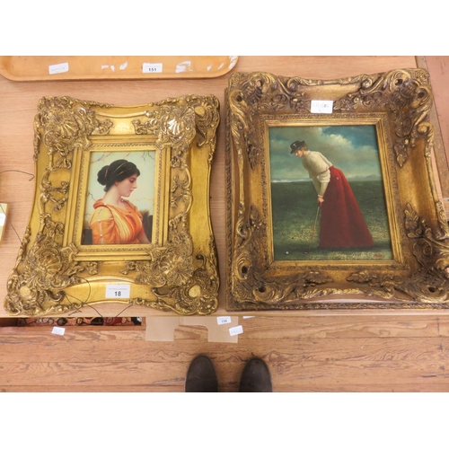 18 - Two Heavy Gilt Framed Prints of Ladies