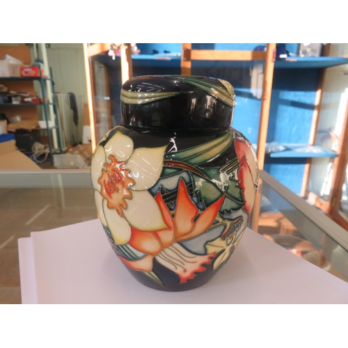 51 - Small Moorcroft Ginger Jar E.R. Golden Jubilee 2002 with Lid