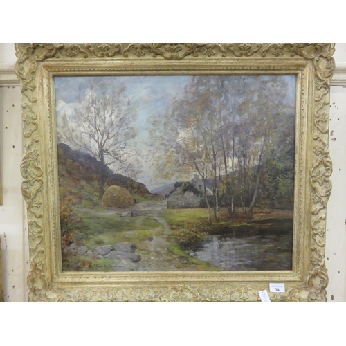 34 - Framed Oil Painting - The Lonely Glen - Joseph Morris Henderson  19 x 23 inches