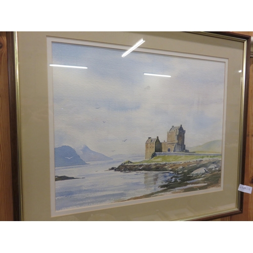 43 - Framed Watercolour, Castle,  - D Wright 14.5 x 18½ inches