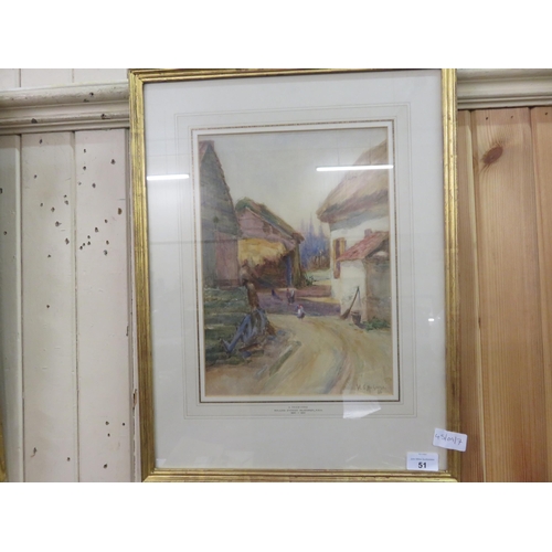 51 - Framed Watercolour - A Farmyard - William Stewart McGeorge 13 x 9½  inches