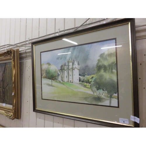 6 - Framed Watercolour -Craigievar Castle - Frank Stephen 12 x 19 inches