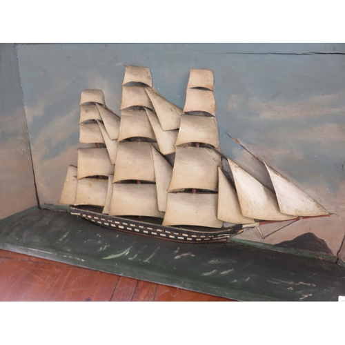 47 - Wooden Framed Sailing Boat Picture