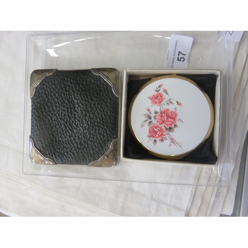 57 - Silver Mounted Leather Card Case and a Compact