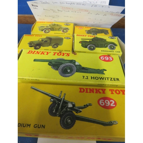 60 - Six Boxed Dinky Toys, Armoured Vehicles and Guns