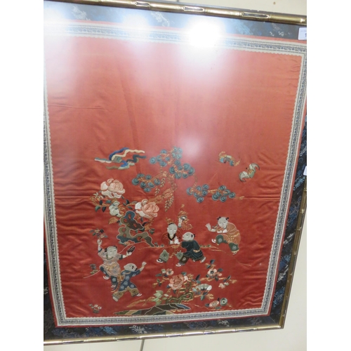 16 - Framed Chinese Picture on Silk Depicting 