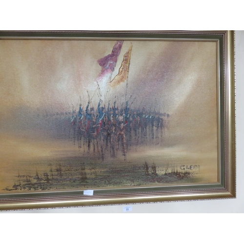 22 - Large Framed Oil on Canvas - Cavalry - signed Glen