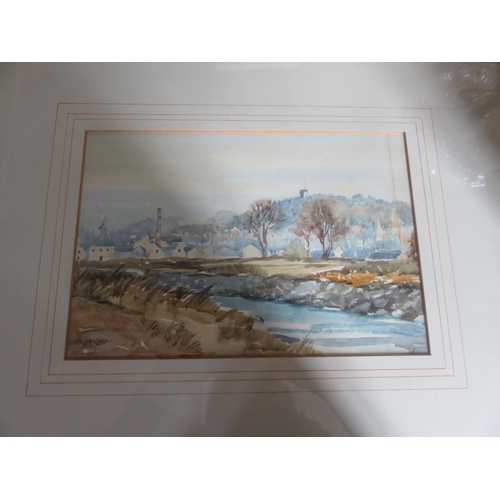 47 - Framed Watercolour, Forres from The Mossat Burn, signed Flora MacLeod