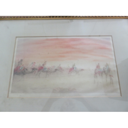 7 - Framed Coloured etching - Arabian Scene - Detmold