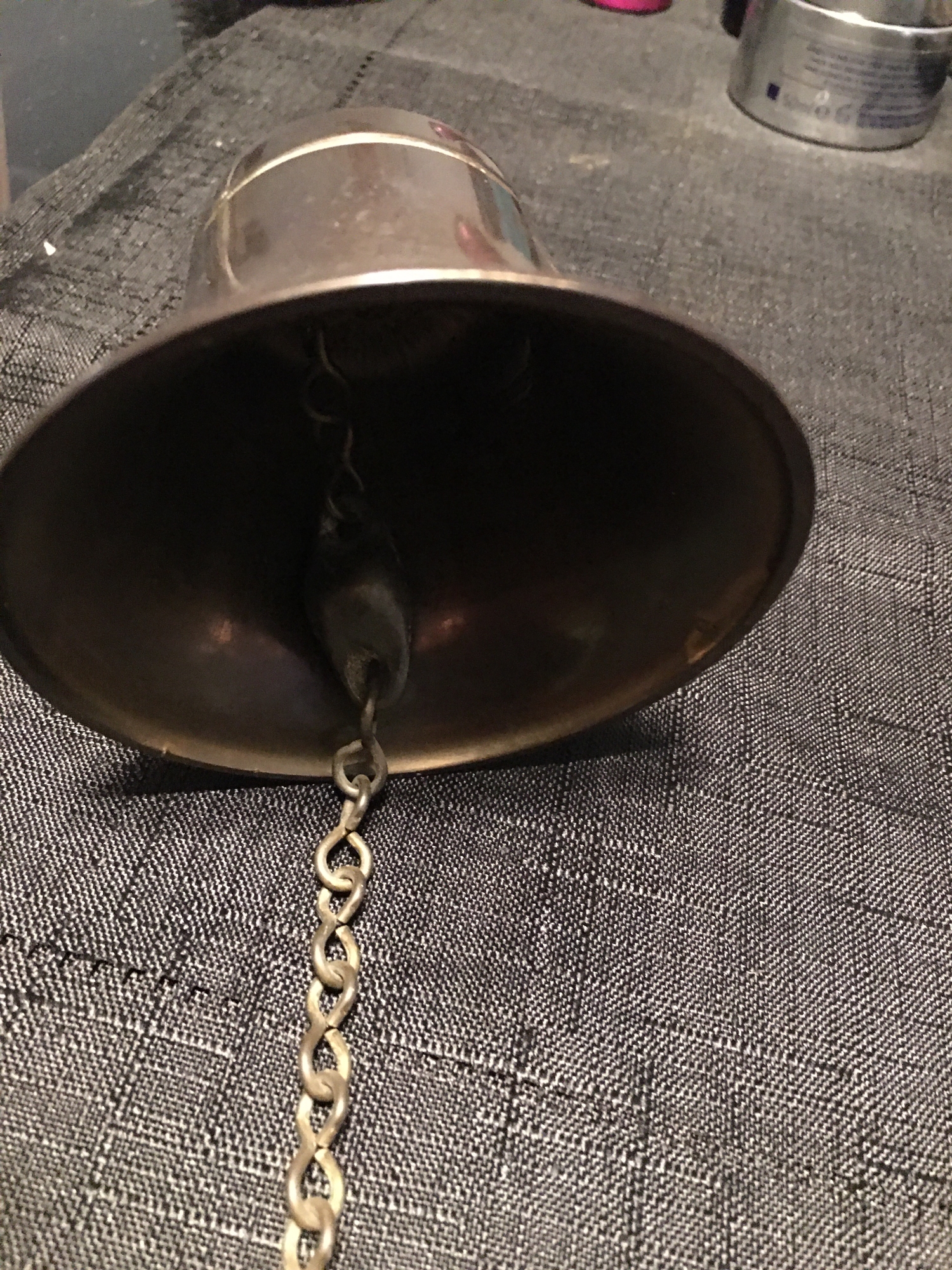 CRACKING VINTAGE BRASS WALL HANGING BELL WITH CLANGER