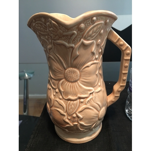 LOVELY EARLY KENSINGTON WARE SUNFLOWER TALL JUG 22CM