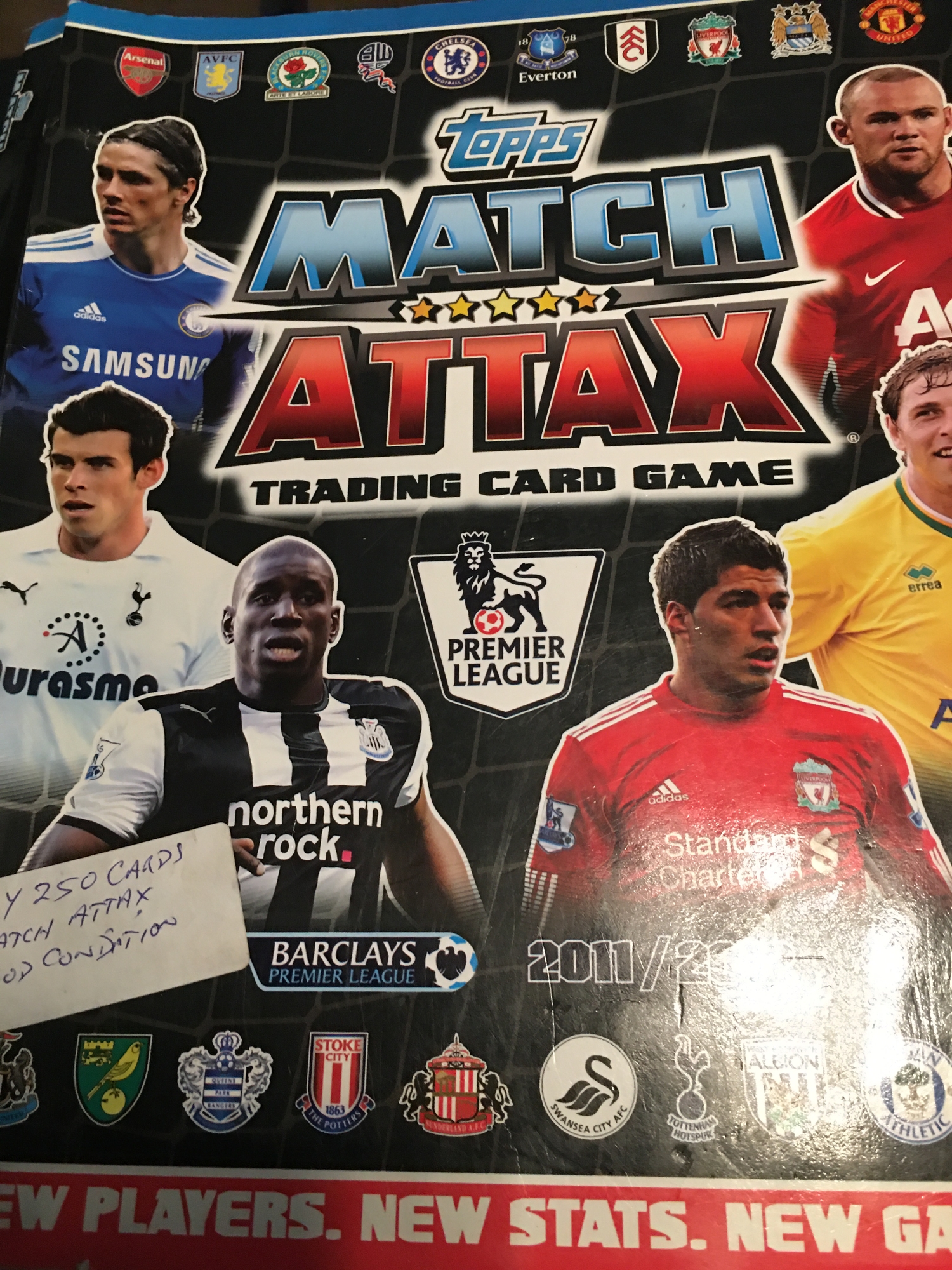 COLLECTOR BINDER WITH ASSORTMENT OF TOPPS MATCH ATTAX FOOTBALL CARDS IN