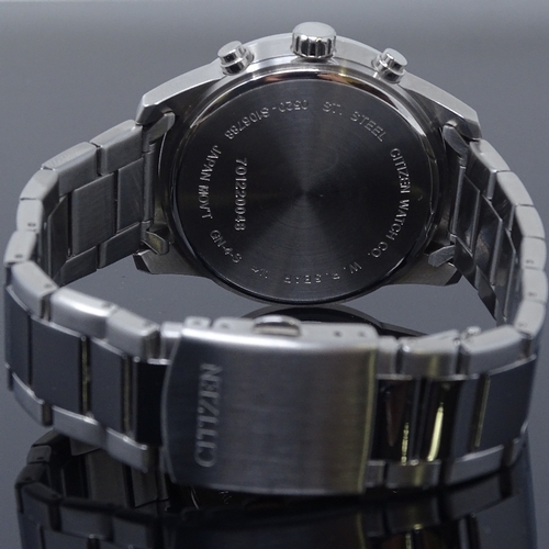 CITIZEN - a stainless steel Eco-Drive WR50 quartz chronograph wristwatch,  ref 0520-S106788, blue dia