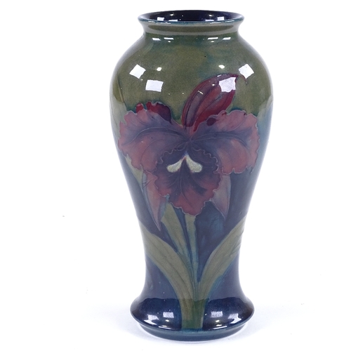 17 - Moorcroft Pottery Orchid design vase, early 20th century, signed under base with impressed factory m... 