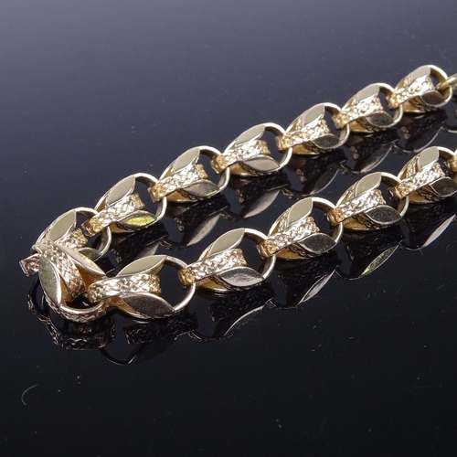 A modern heavy 9ct gold tulip link 