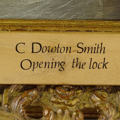 2024 - C Dowton-Smith, oil on canvas, opening the lock, signed, 28